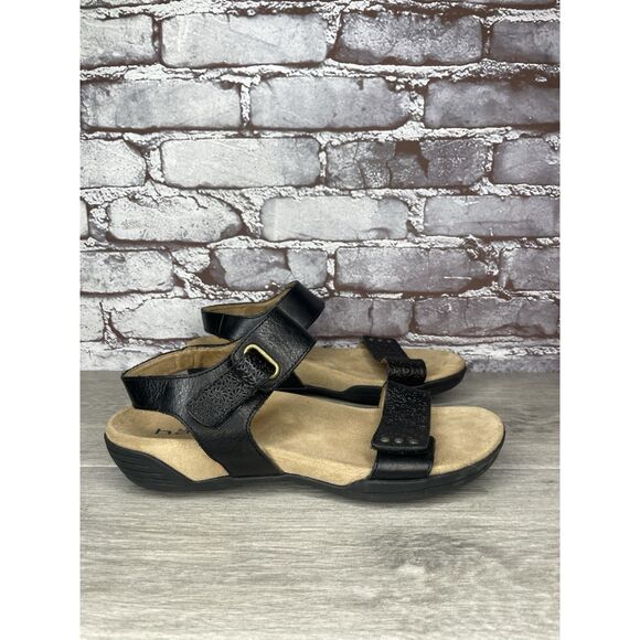 Halsa Footwear Dominica Black Leather Ankle Strap Sandals Women’s Sz 9M US/40EU - Picture 3 of 16